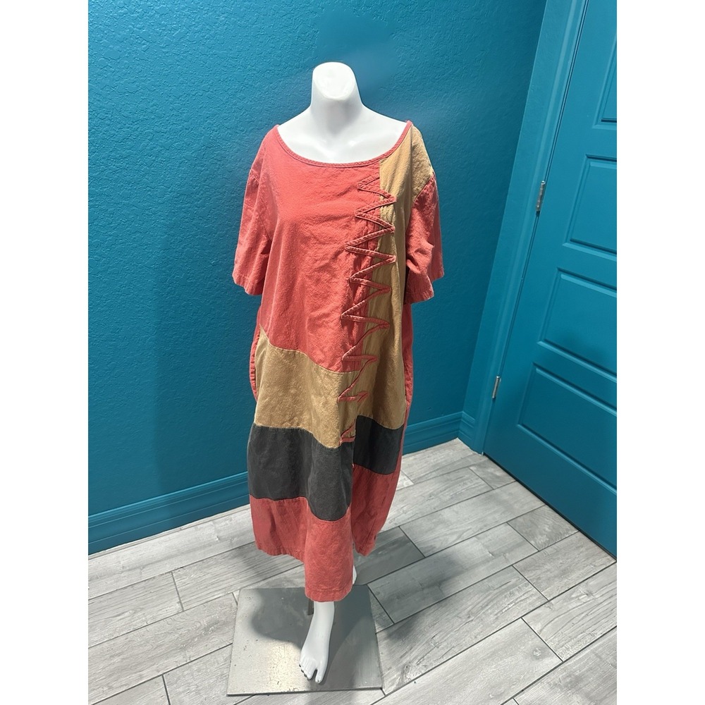 ZanZea Artist Colorblock Fall Colors Lagenlook Dress XL‎